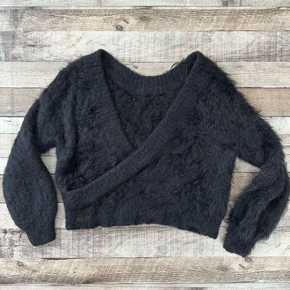 Urban Outfitters Black Furry Long Sleeve Sweater | Size Small - Picture 2 of 6
